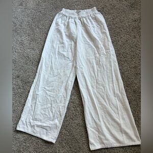 Mar de Agua White Wide-Leg Linen Pants